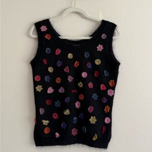 Moschino Cheap &‎ Chic Vintage Y2K Sweater Tank Mohair Blend Floral Detail